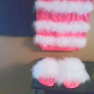 Furry shoes and pocketbook